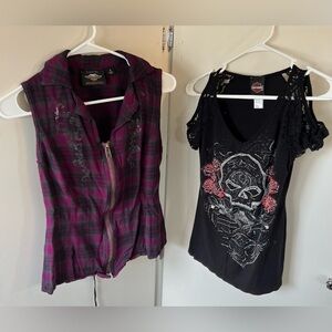 2-PACK Harley Davidson Women Tops, Size Small